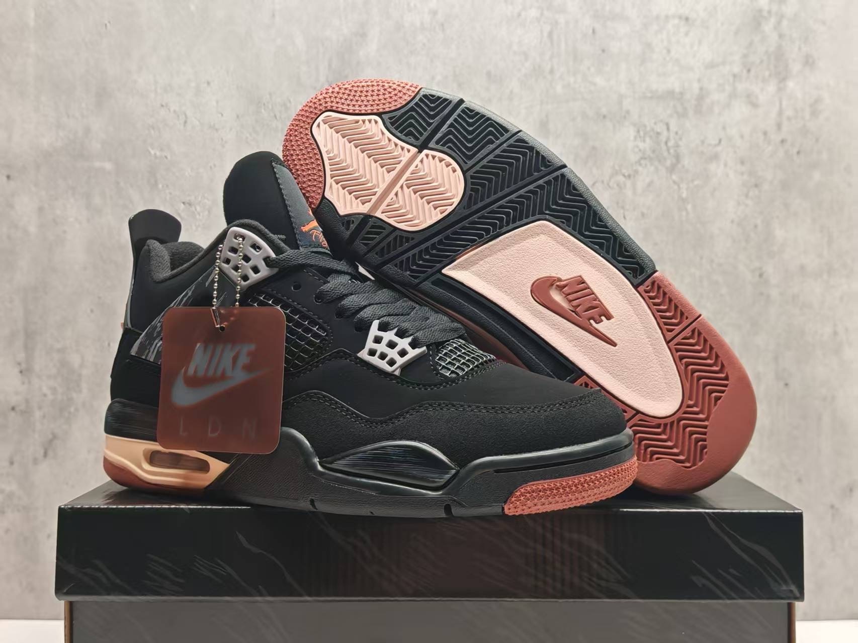 Men's Hot Sale Running weapon Air Jordan 4 Black Shoes 0262